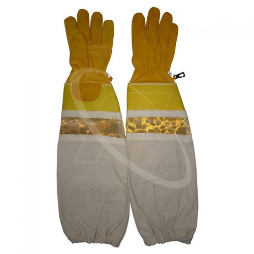Premium Quality Beekeeping Safety Gloves in Buffalo Leather Bee-Keepers Gloves for Hand Protection Yellow Rubberized Cuff