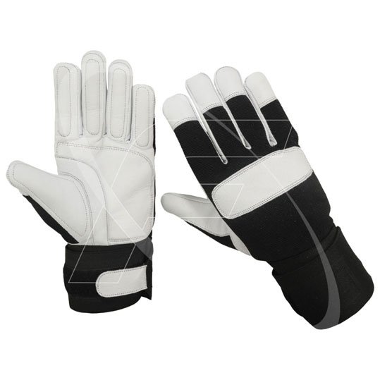 Anti Vibration Leather Mechanic Gloves in Black Spandex Back FH481 ...