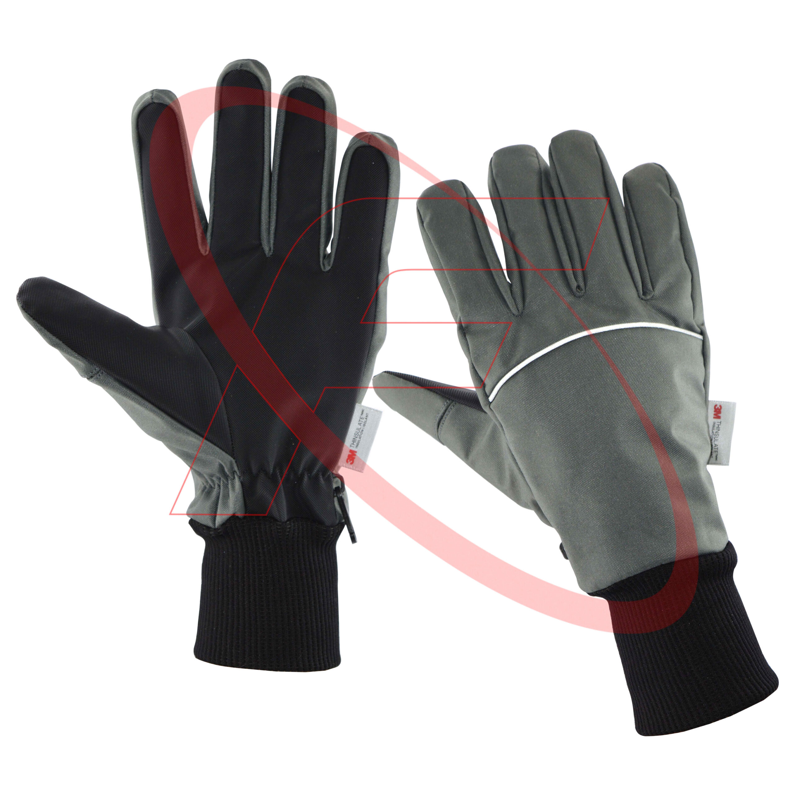 Gray Winter Mechanic Gloves in Synthetic Leather Best Choice Safety Gloves Winter Gloves for Weather Resistance