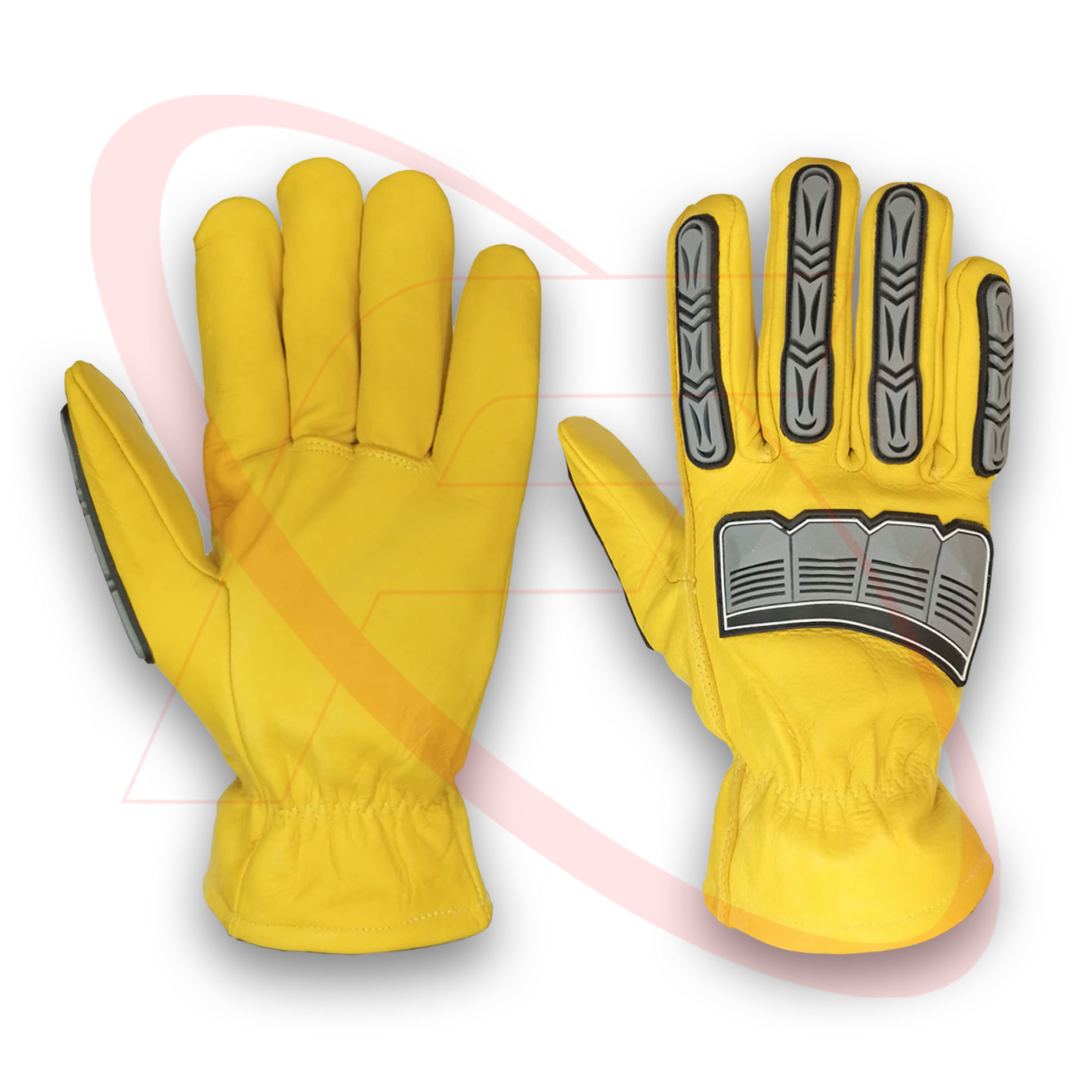Anti Impact Gloves in Cowhide Leather Safety Work Leather Gloves Wholesale Impact TPR Un-lined Driver Gloves