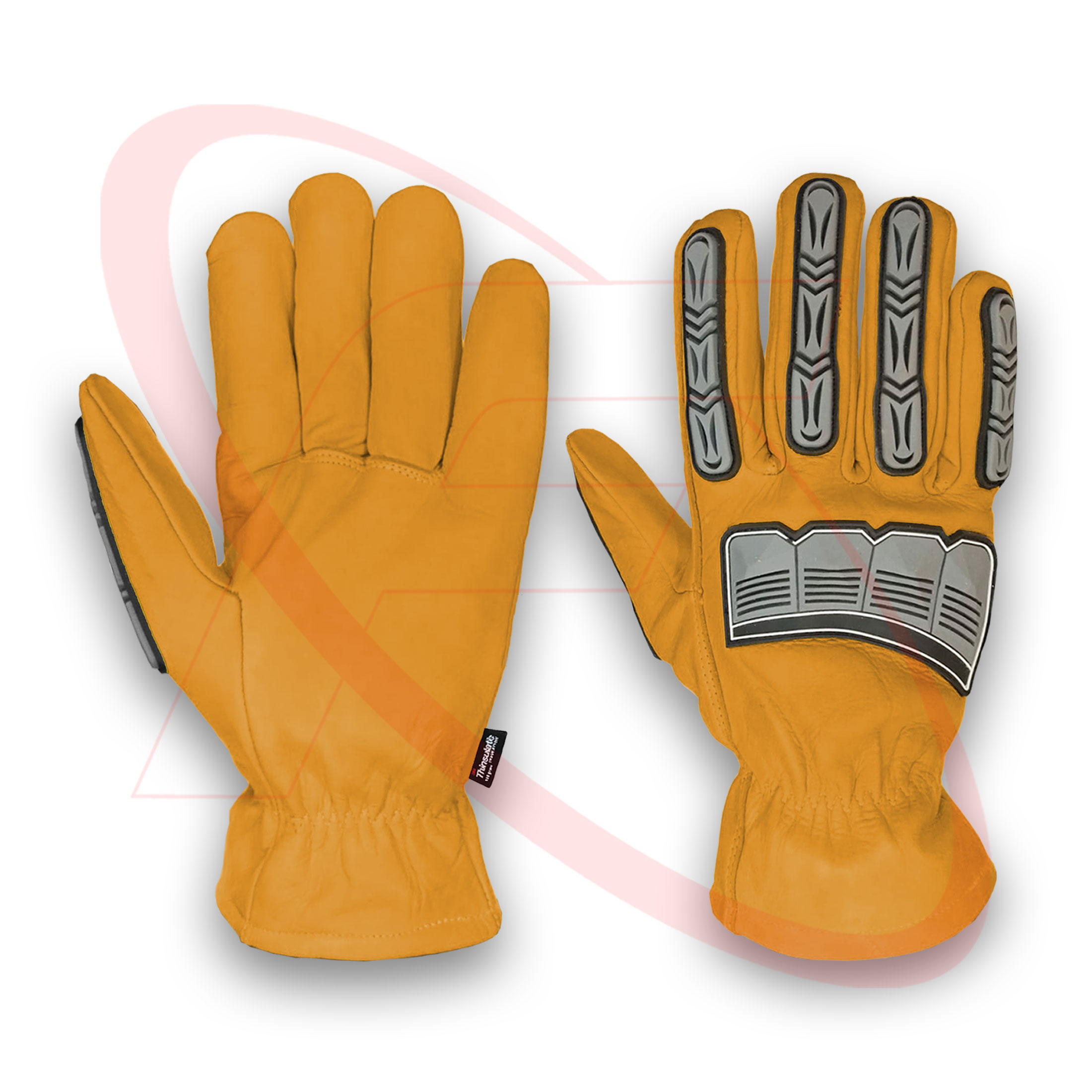 Anti Impact Gloves in Cowhide Leather Safety Work Leather Gloves Wholesale Impact TPR Cut Resistant Winter Driver Gloves