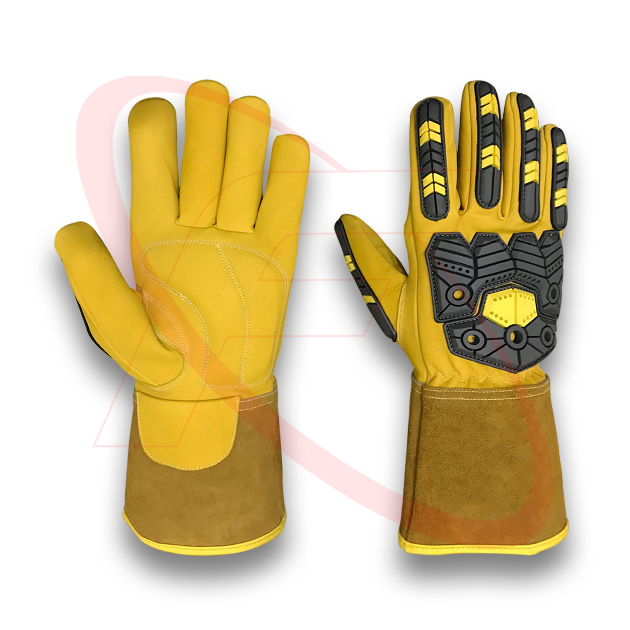 Impact Gloves in Goatskin Leather Tig Welding Gloves For Safety Work Wholesale Impact TPR Cut Resistant Driver Gloves