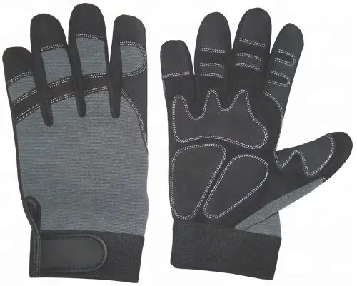 Grippy Reinforcement Palm Mechanic Safety Gloves / Industrial and Mechanical Gloves / Synthetic Leather Mechanic Gloves
