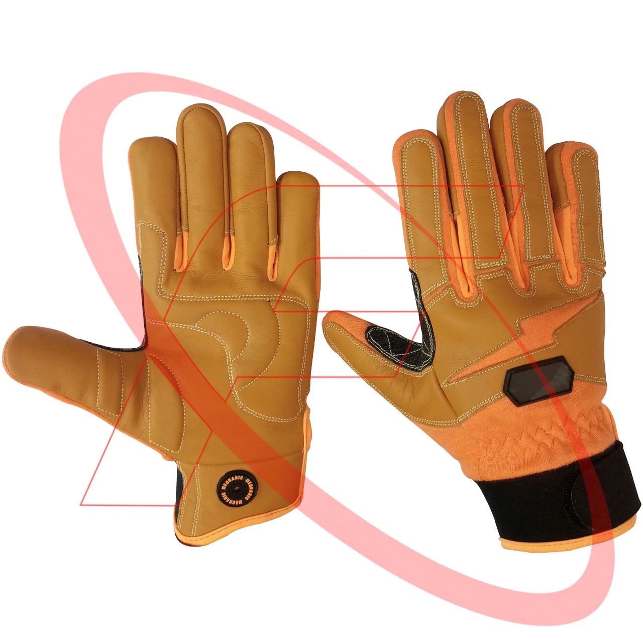 Mechanic Gloves for Oil and Gas Industries in Goat Leather Palm Leather Mechanical Gloves