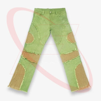 Relaxed, Wide Straight Leg Denim Jean with Patchwork